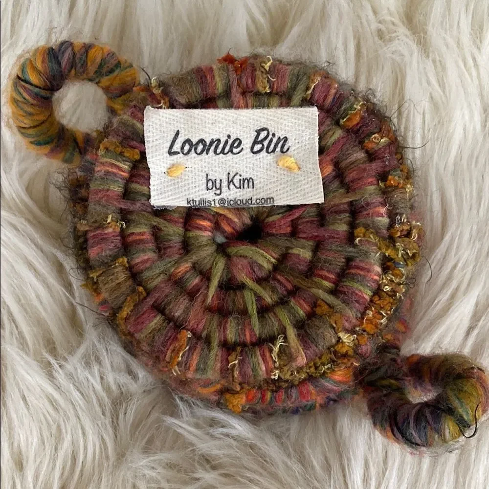 Loonie Bin Multicolor Yarn by Kim Handmade 6” Diameter NWOT